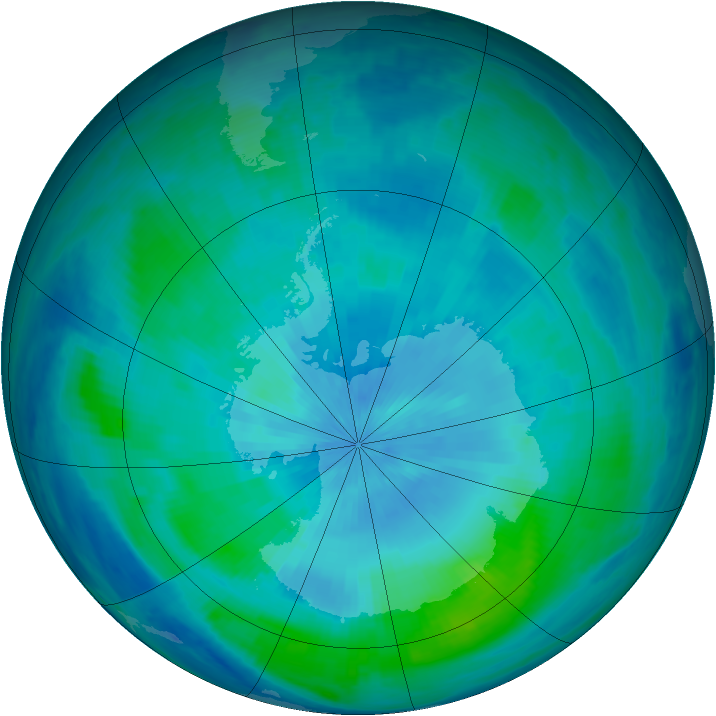 Antarctic ozone map for 03 March 2000